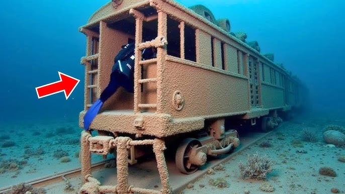 Diver finds train wagon on ocean floor — turns pale when he looks inside